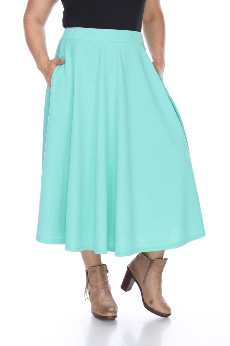 Picture of White Mark PS709-06-3XL Womens Plus Tasmin Flare Midi Skirt&#44; Mint - 3XL