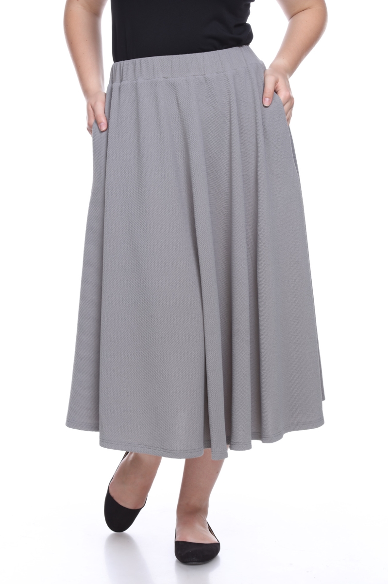 Picture of White Mark PS709-10-3XL Womens Plus Tasmin Flare Midi Skirt&#44; Grey - 3XL