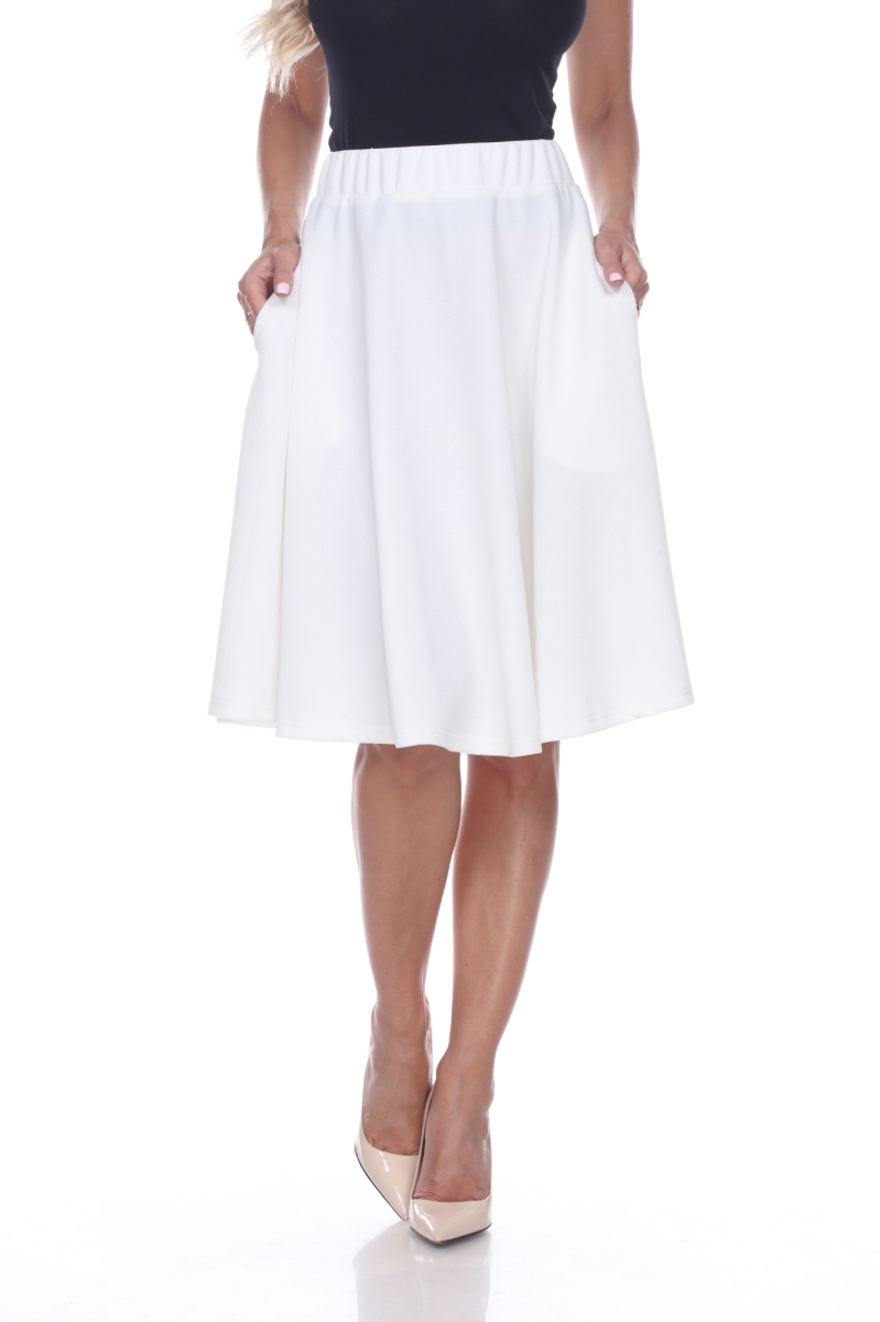 703-03-L Womens Saya Flare Skirt, White - Large