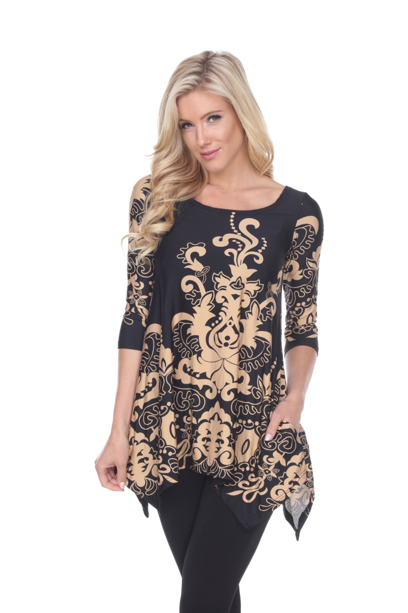 Picture of White Mark 1301-05-L Womens Yanette Tunic Top&#44; Black & Brown - Large