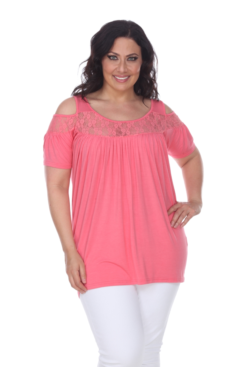 Picture of White Mark PS1204-05-4XL Womens Plus Size Bexley Tunic Top, Coral - 4XL
