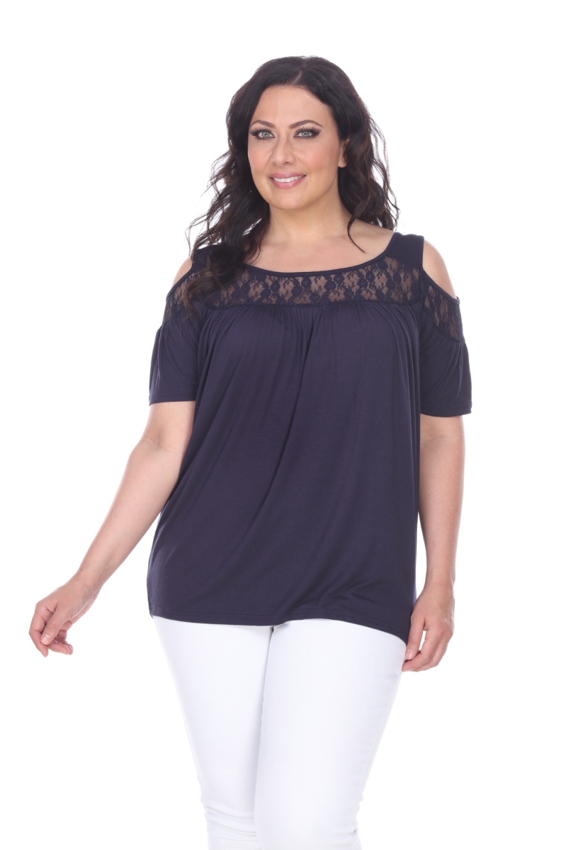 Picture of White Mark PS1204-02-4XL Womens Plus Size Bexley Tunic Top, Navy - 4XL