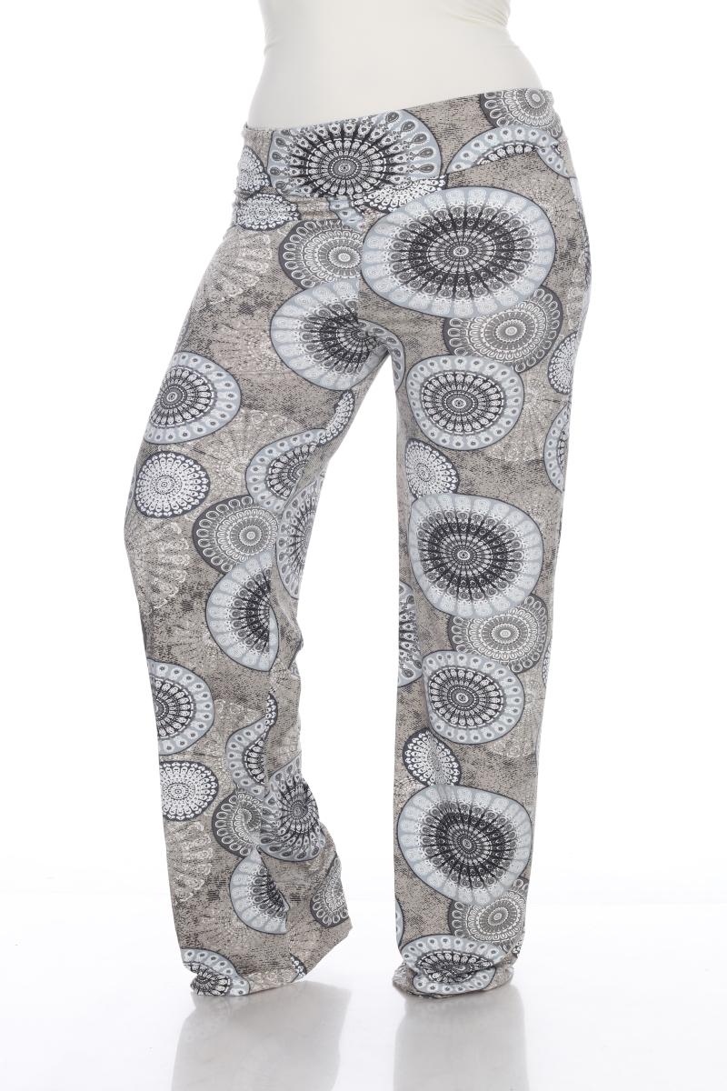 PS550-189-2XL Womens Circle Print Plus-Size Palazzo Pants - Grey Geo, 2X
