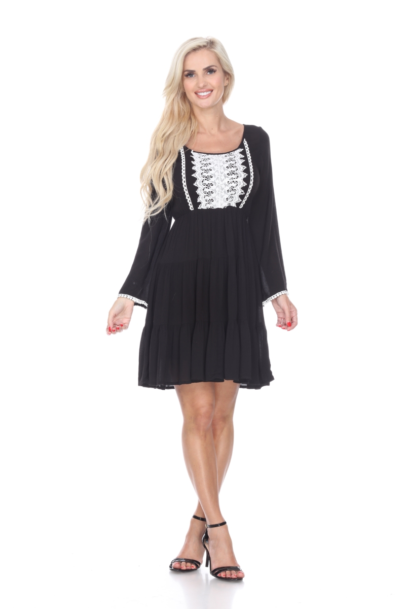 895-01-L Anema Embroidered Dress, Black - Large