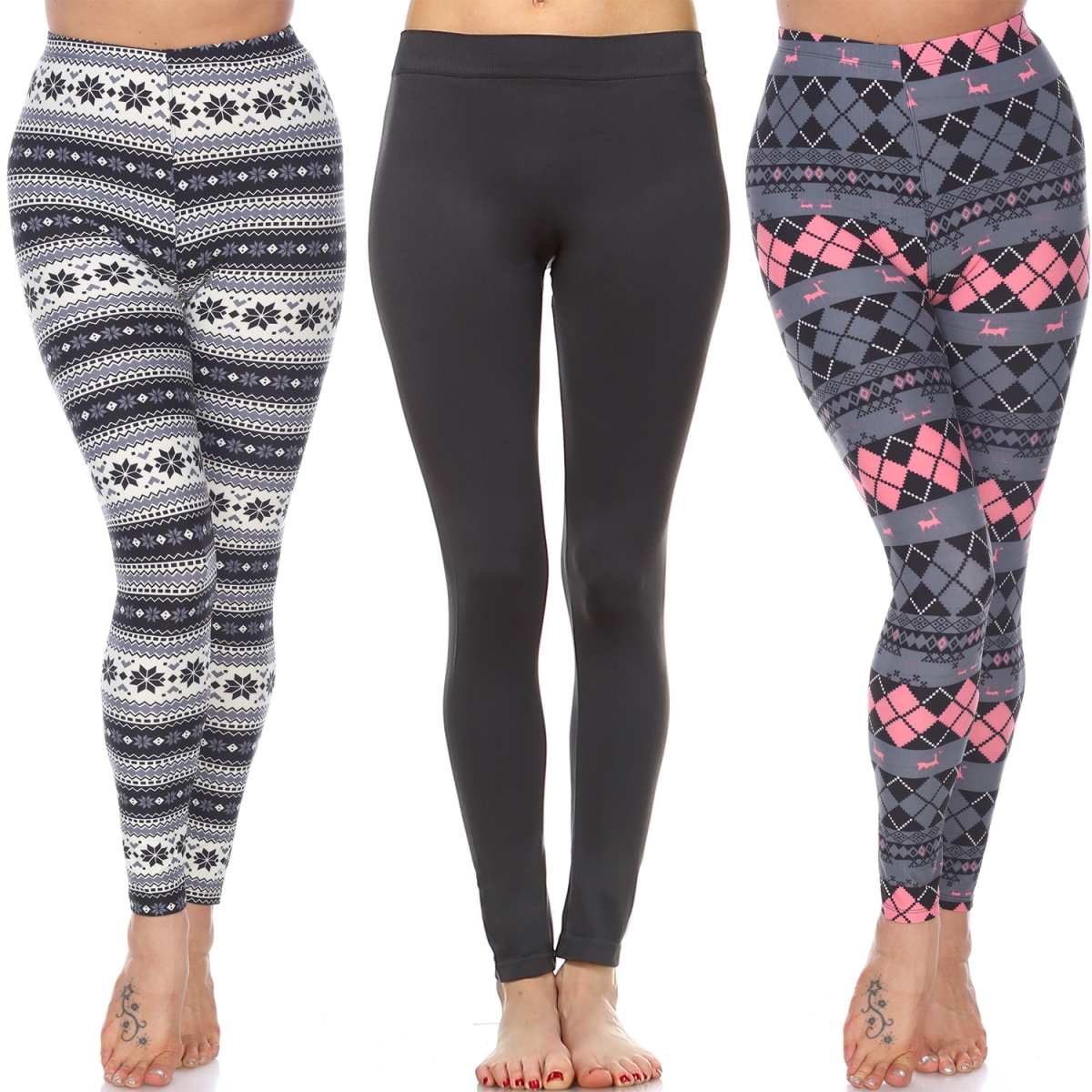 PACK 143 Polyester Women Leggings, Multi Color - Pack of 3