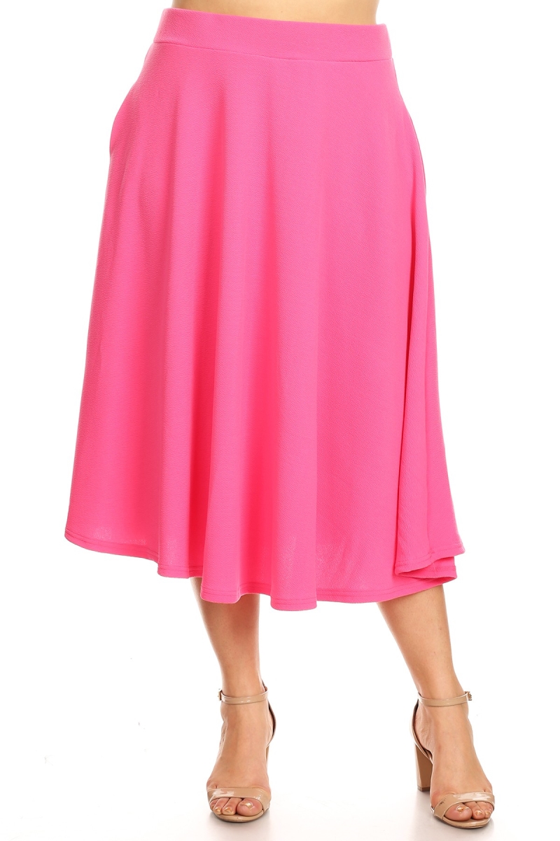Picture of White Mark PS709-12-3XL Women Plus Tasmin Flare Midi Skirts&#44; Pink - 3XL