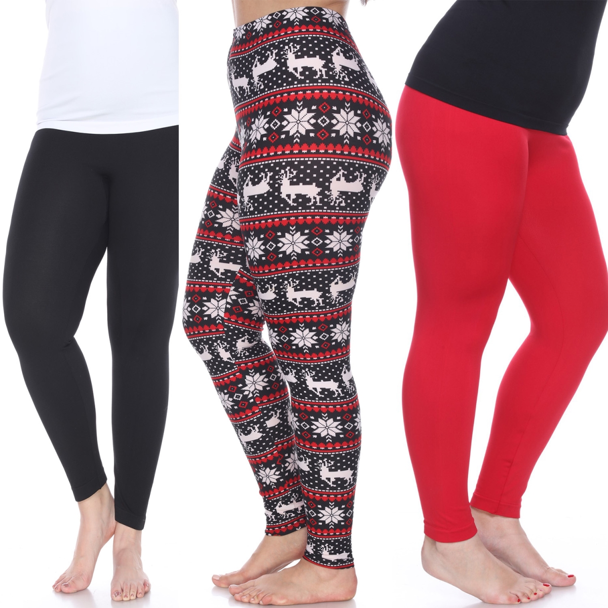 PACK 152 Women Plus Size Leggings - Pack of 3, Black