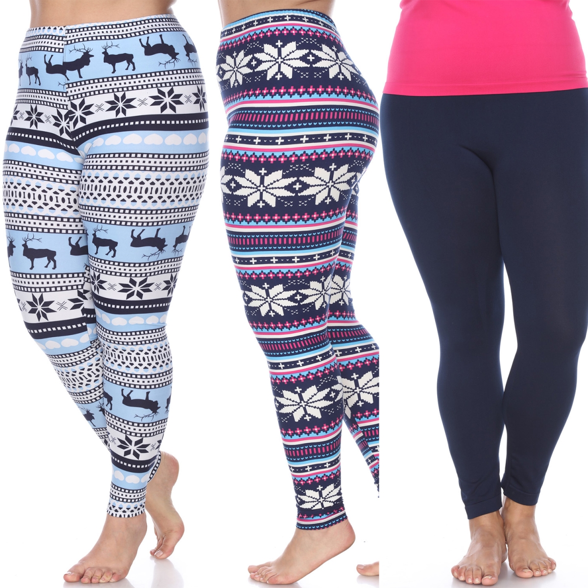 PACK 153 Women Plus Size Leggings - Pack of 3, Black