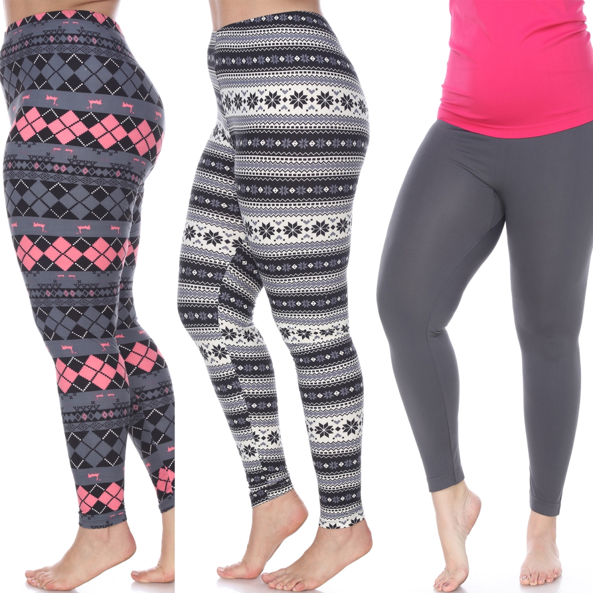 PACK 158 Women Plus Size Leggings - Pack of 3, Black