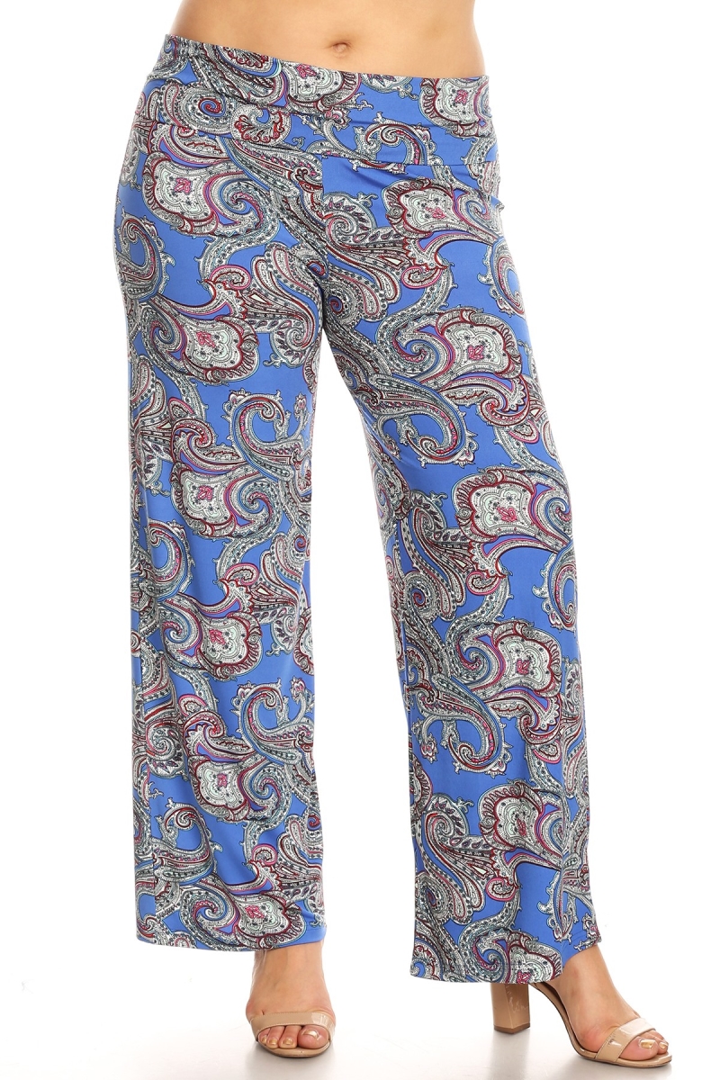 white mark PS550-305-2XL Women Plus Size Paisley Printed Palazzo Pants - 2XL
