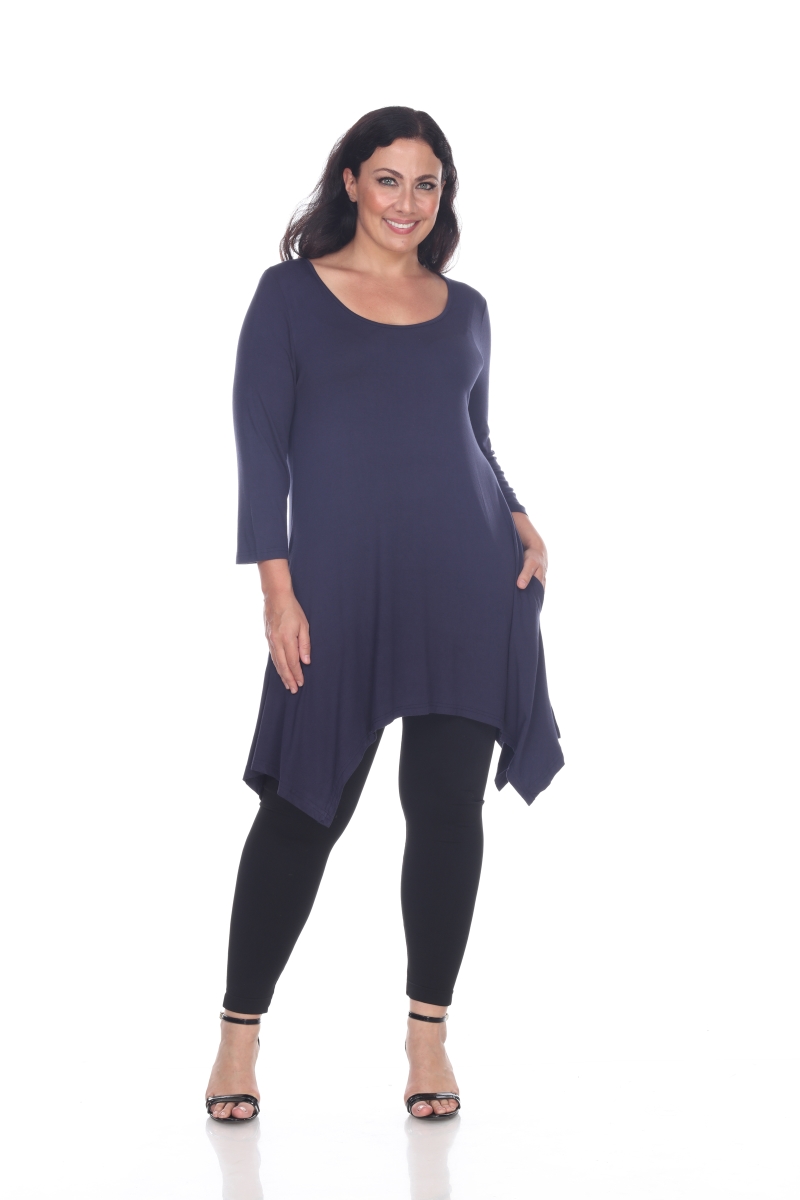 Picture of White Mark PS1302-02-5XL Plus Size Makayla Tunic & Top&#44; Navy - 5XL