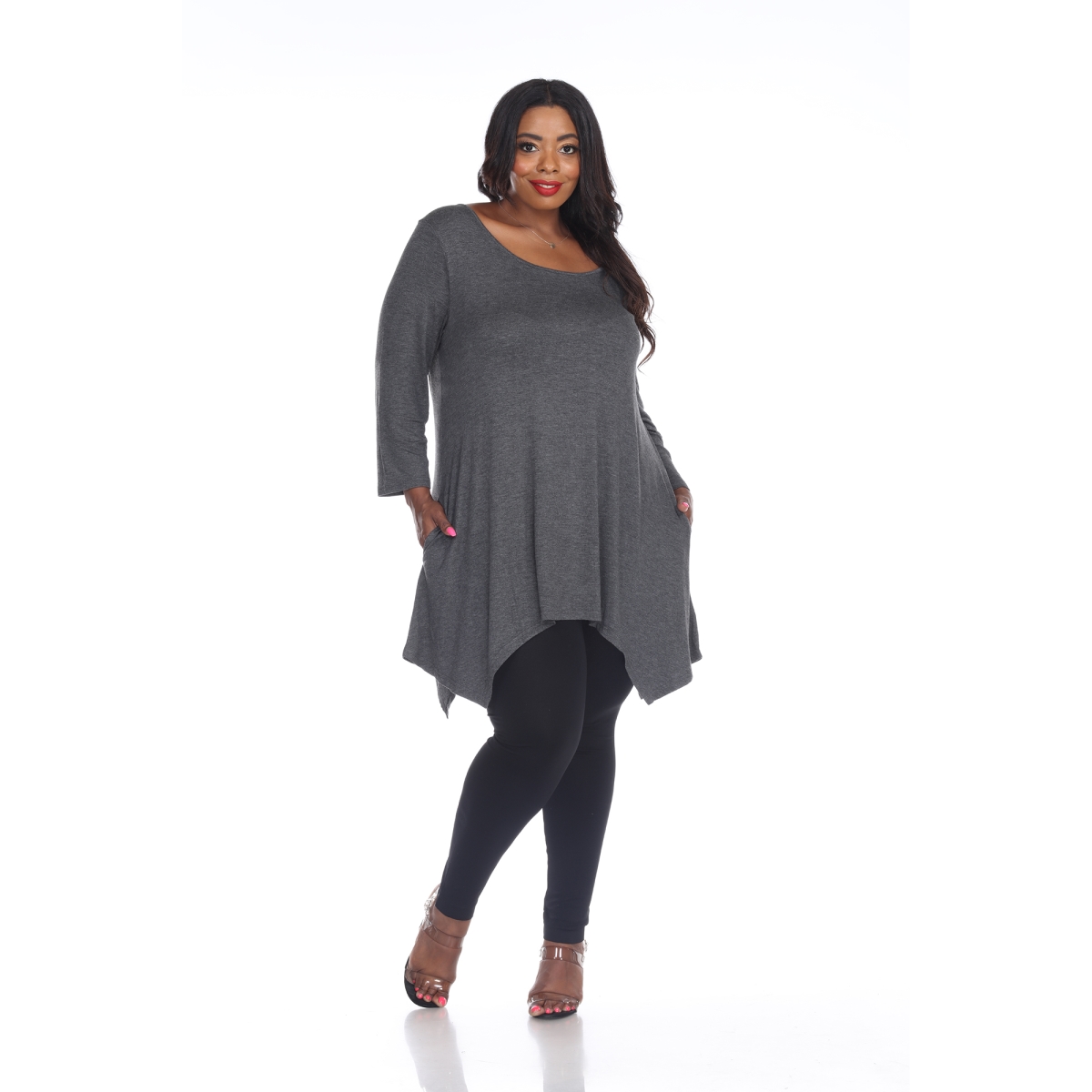 Picture of White Mark PS1302-03-5XL Plus Size Makayla Tunic & Top&#44; Charcoal - 5XL