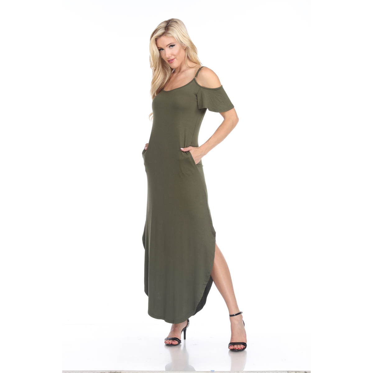 Picture of White Mark 3101-05-XL Lexi Maxi Dress, Olive - Extra Large