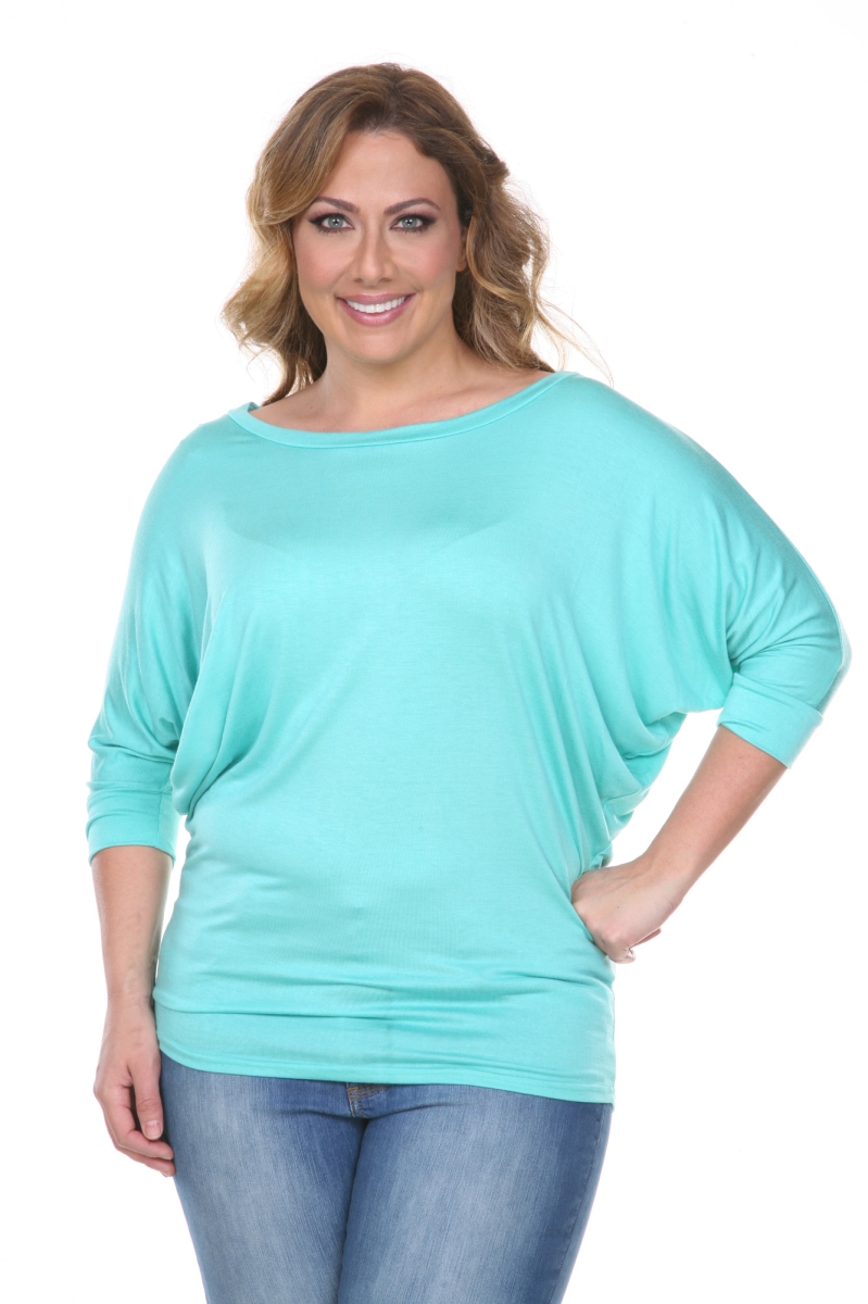 Picture of White Mark PS124-Mint-4XL Plus Size Bat Sleeve Top & Tunic&#44; Mint - 4XL