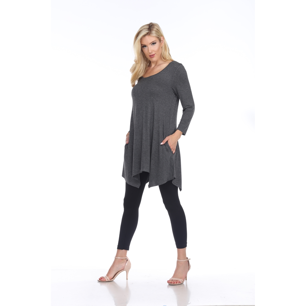 Picture of White Mark MTR1302-03-M Maternity Kayla Tunic Top&#44; Charcoal - Medium