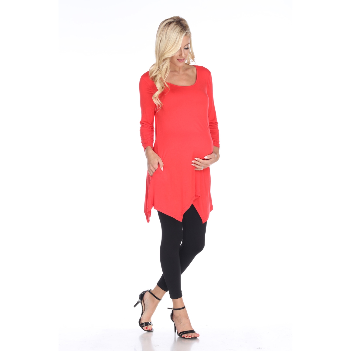 Picture of White Mark MTR1302-04-S Maternity Kayla Tunic Top&#44; Red - Small
