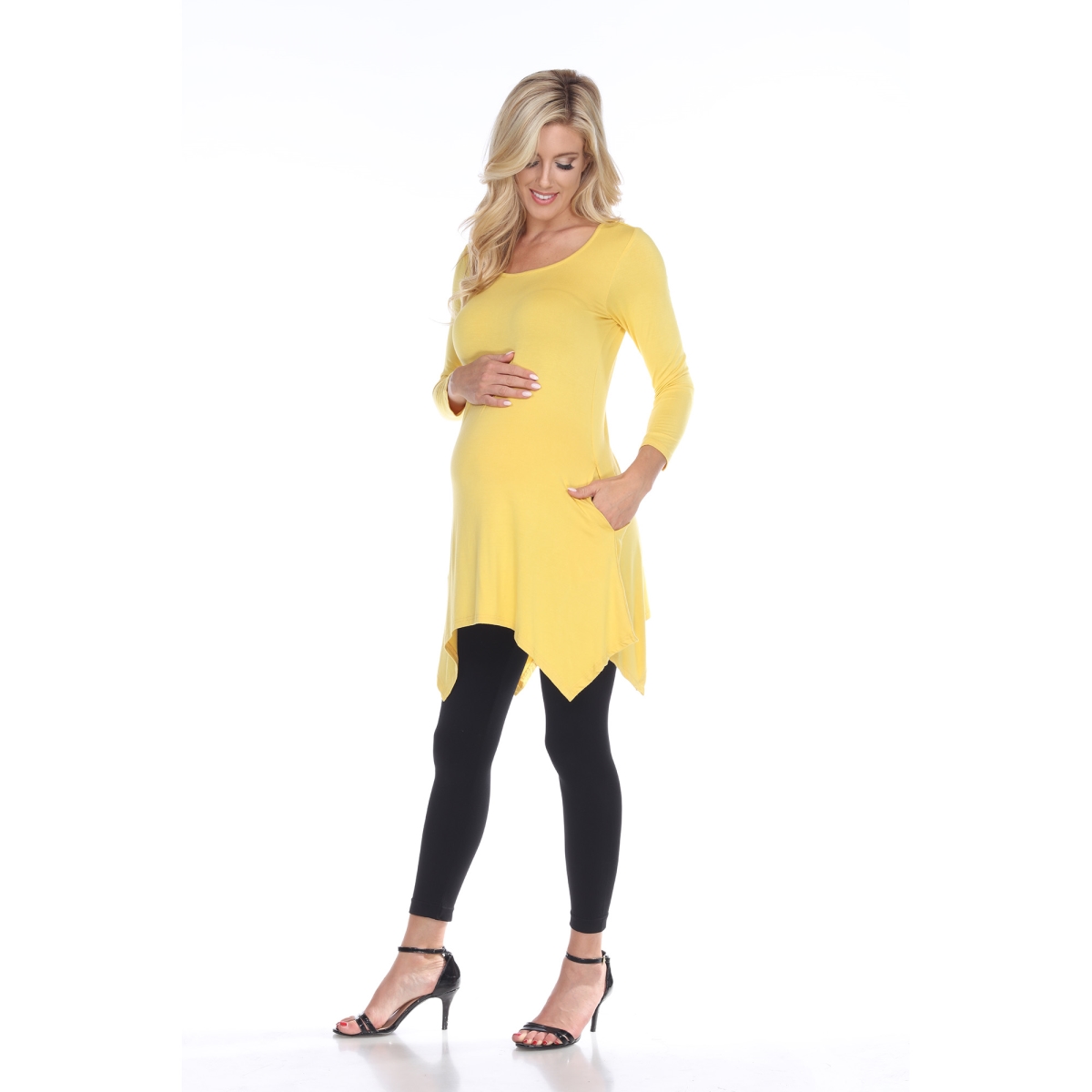 Picture of White Mark MTR1302-09-S Maternity Kayla Tunic Top&#44; Mustard - Small