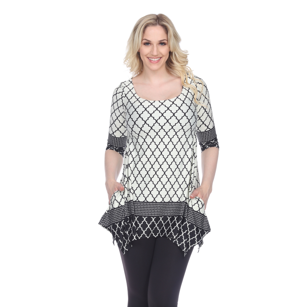 Picture of White Mark 1301-157-XL Aicha Tunic Top&#44; White & Black - Extra Large