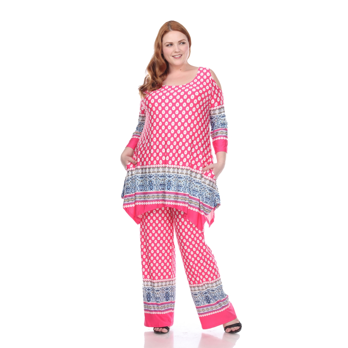 PSset-024-1XL Plus Size Head to Toe Printed Set, Pink Dots - 1X