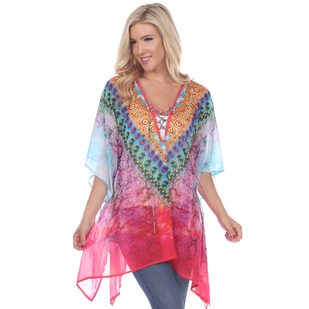 Purple Animal Print Cafta with Tie-up Neckline - One Size