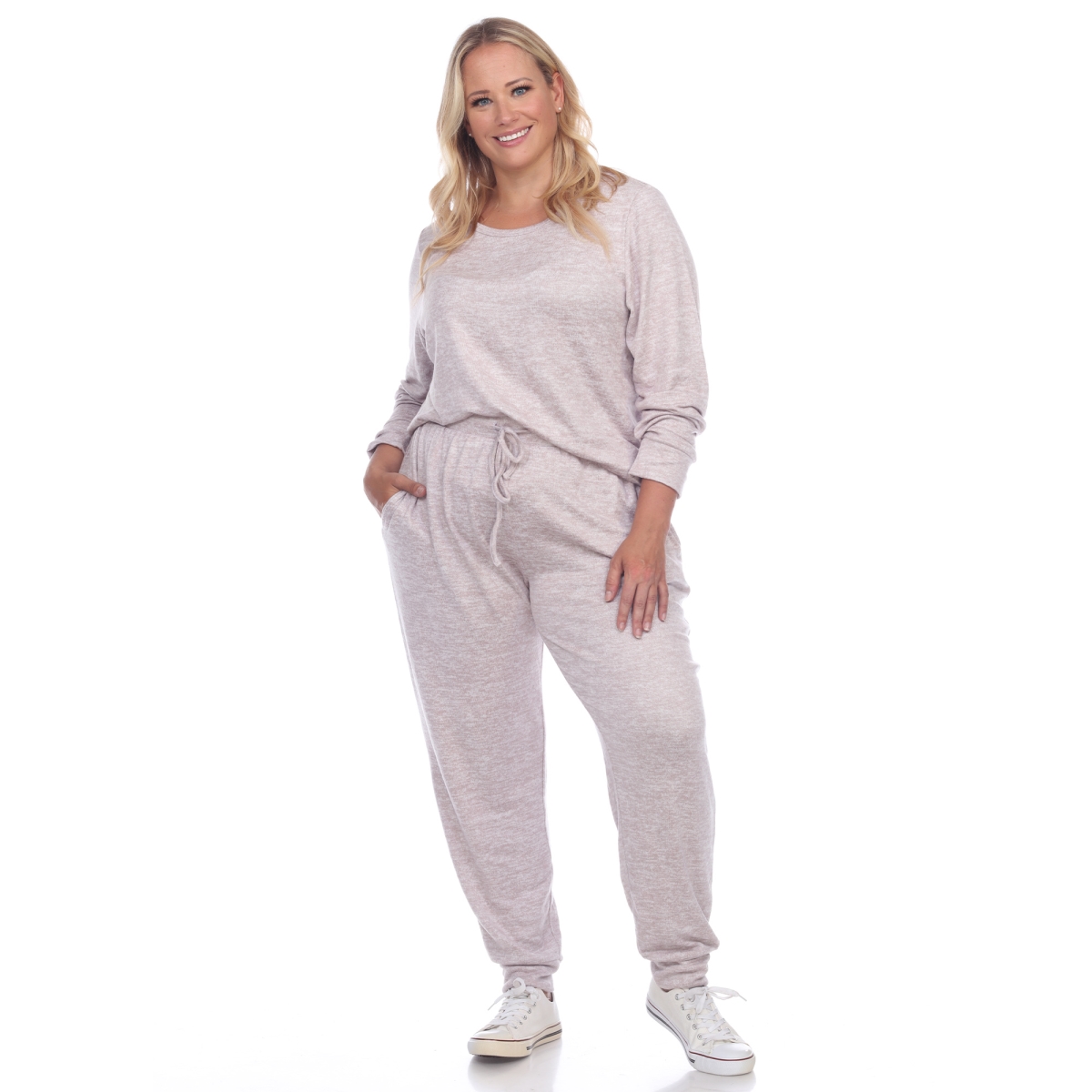 Picture of White Mark PS3628-03-1X Womens Plus Size Lounge Set, Purple - 1X - 2 Piece