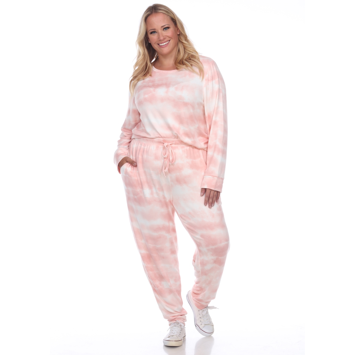 Picture of White Mark PS3628-05-2X Womens Plus Size Lounge Set&#44; Pink - 2X - 2 Piece