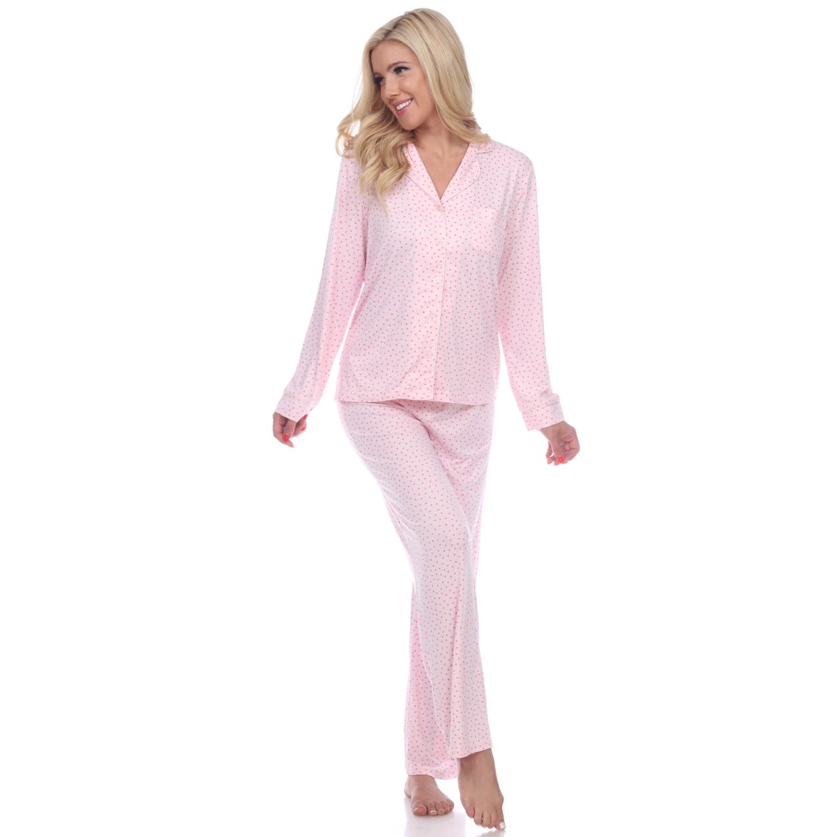 3686-11-L Long Sleeve Pajama Set, Pink - Large