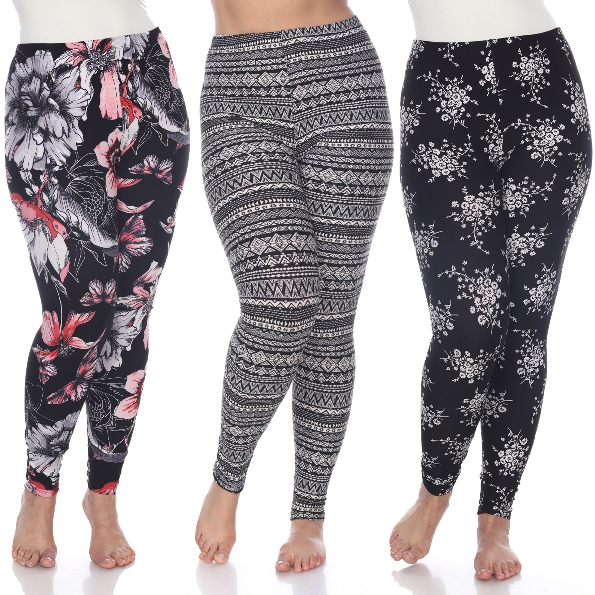 Picture of White Mark PACK 172 White Plus Size Leggings - One Size - Pack of 3