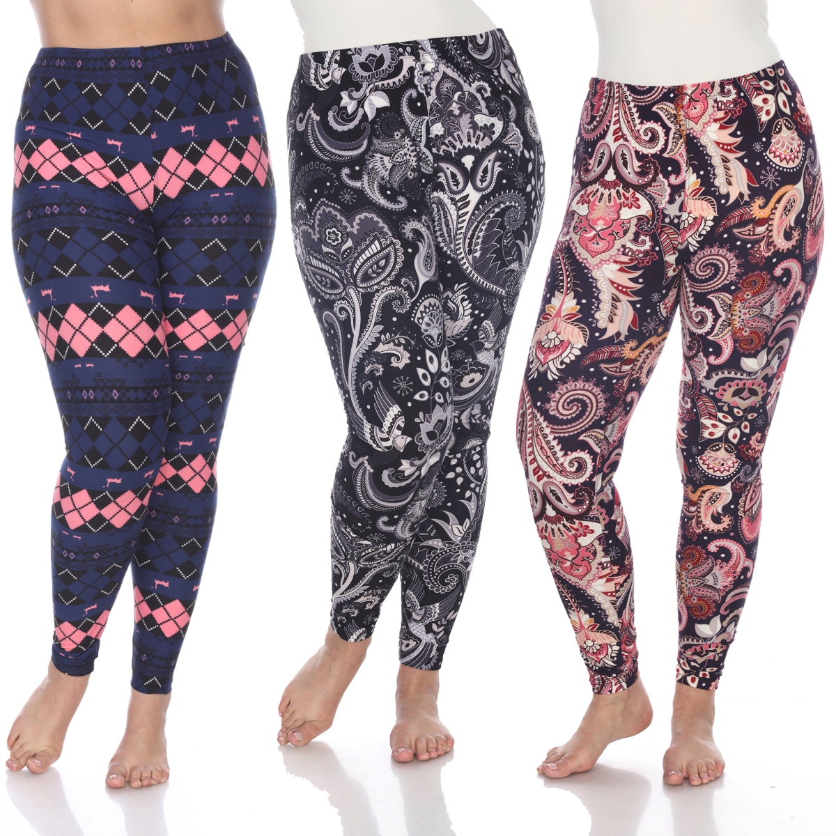 Picture of White Mark PACK 176 Pink Plus Size Leggings - One Size - Pack of 3