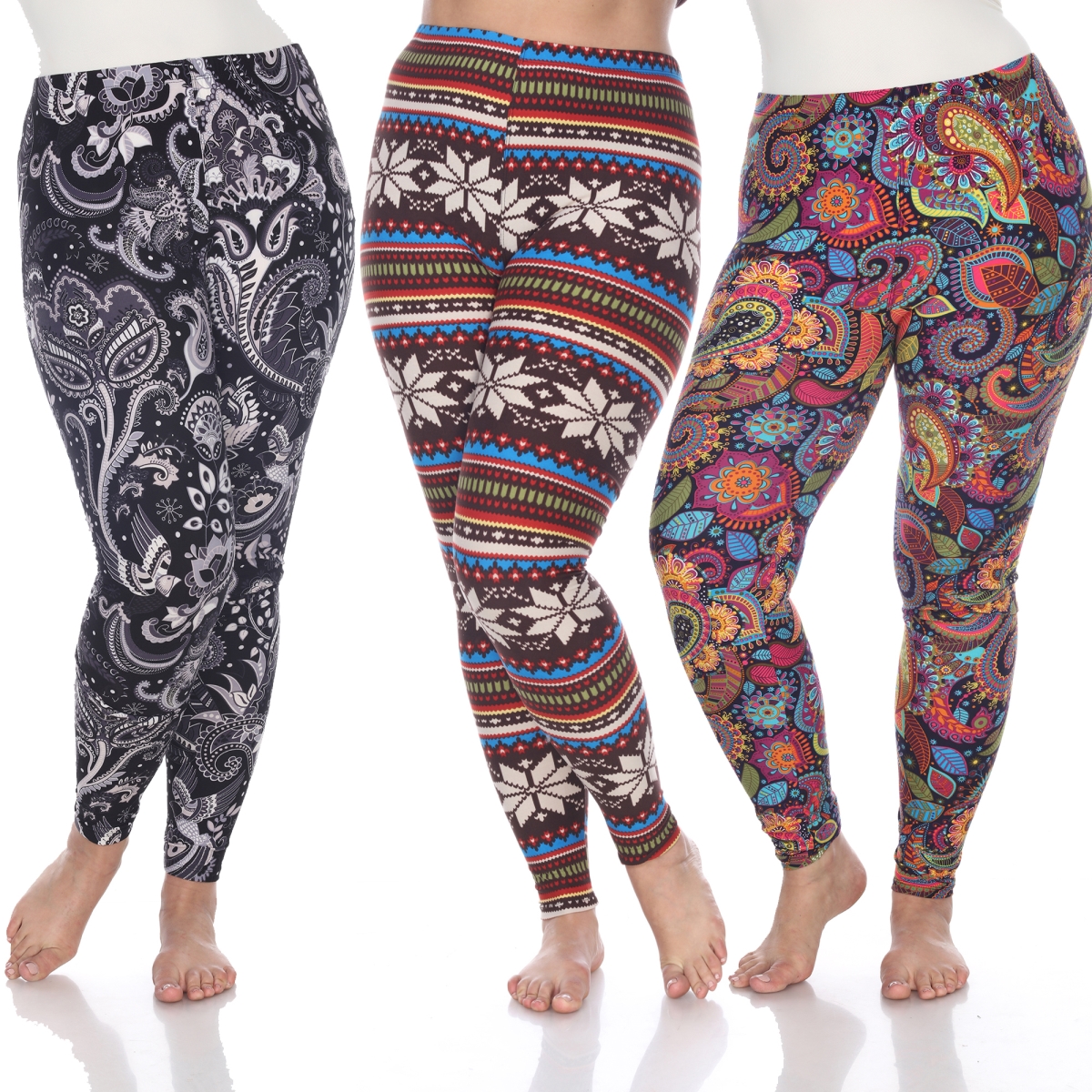 Picture of White Mark PACK 178 Brown Plus Size Leggings - One Size - Pack of 3