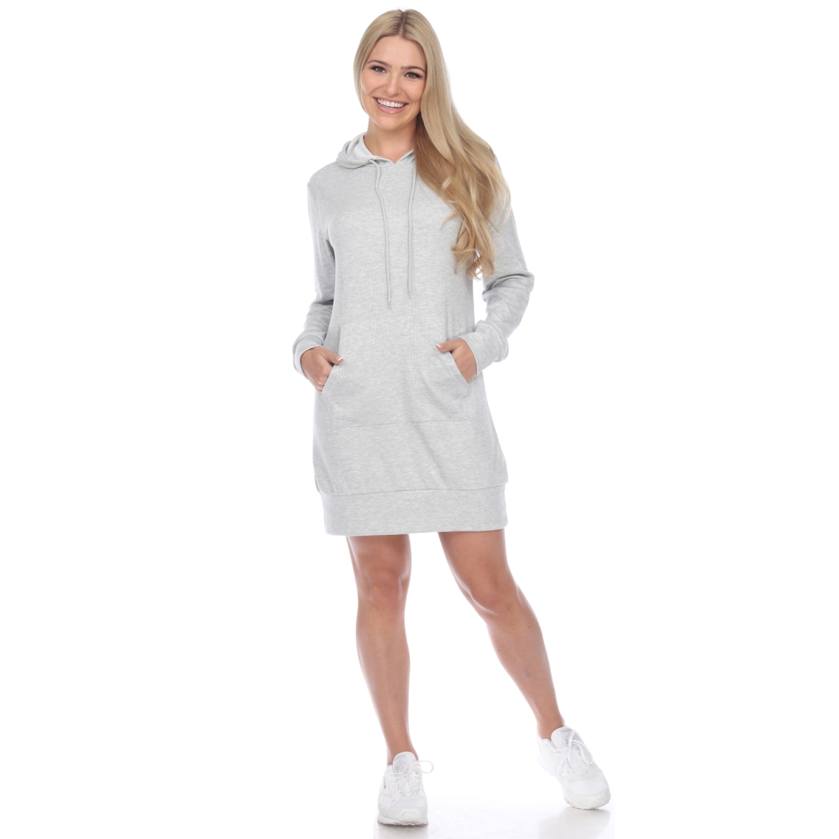 822-07-S Hoodie Sweatshirt Dress, Heather Grey - Small