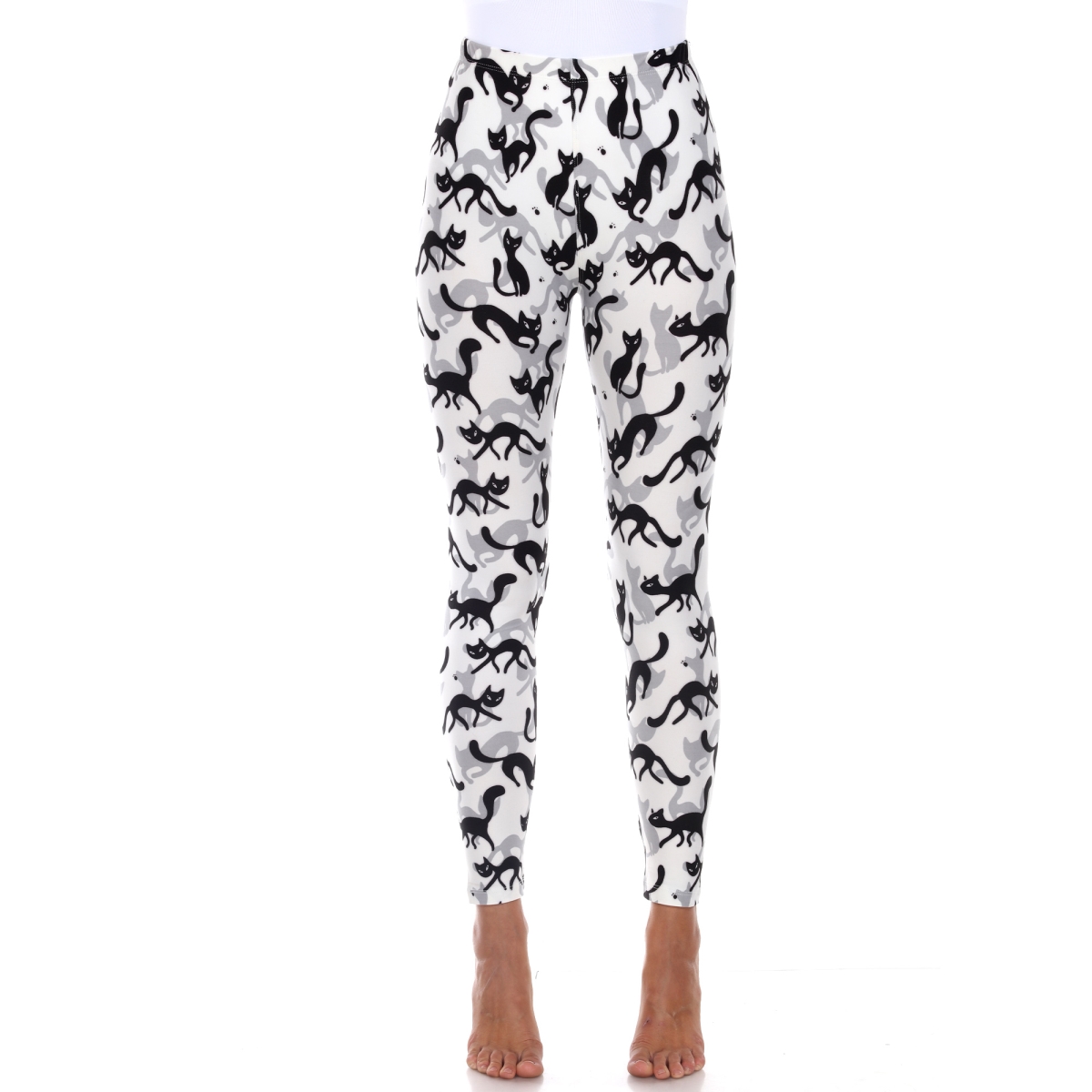Picture of White Mark 210-317 Super Soft Midi-Rise Printed Leggings for Womens&#44; White