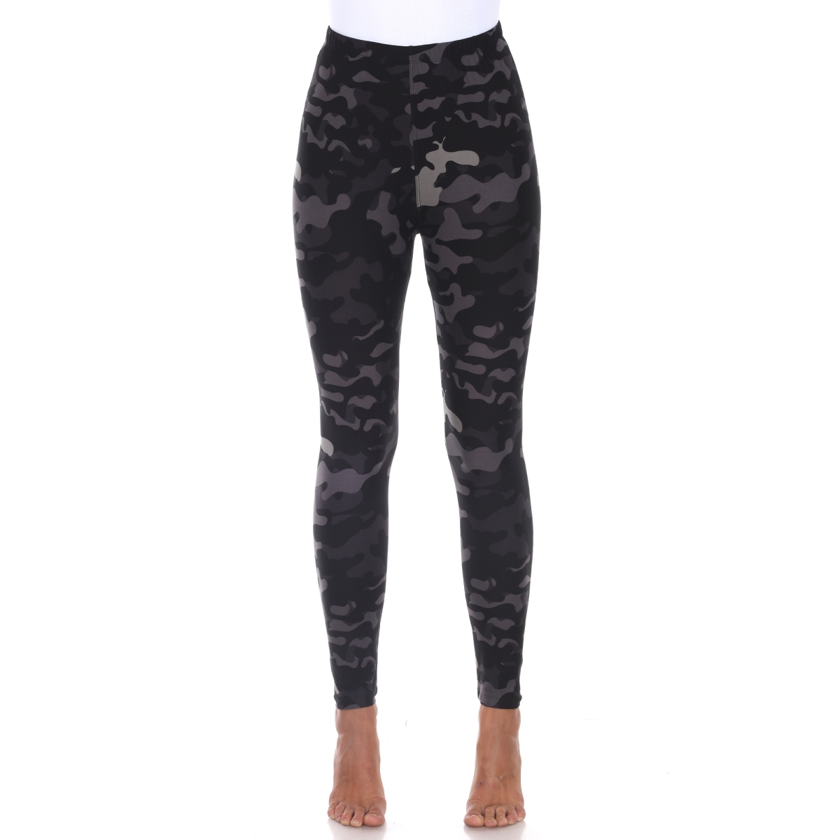 Picture of White Mark 210-320 Super Soft Midi-Rise Printed Leggings for Womens&#44; Black Army