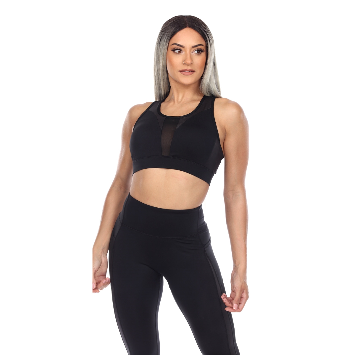 18580-01-M Women Racer Back Sports Bra, Black - Medium
