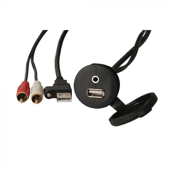 Picture of Fusion Electronics FUS0101238100 MS-CBUSB35 Panel Mount with 3.5 mm Auxiliary Extension Cable & USB Jack