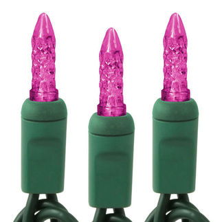 6 in. 50 5mm Pink LED Light String .2 Twinkle Spacing - Green Wire