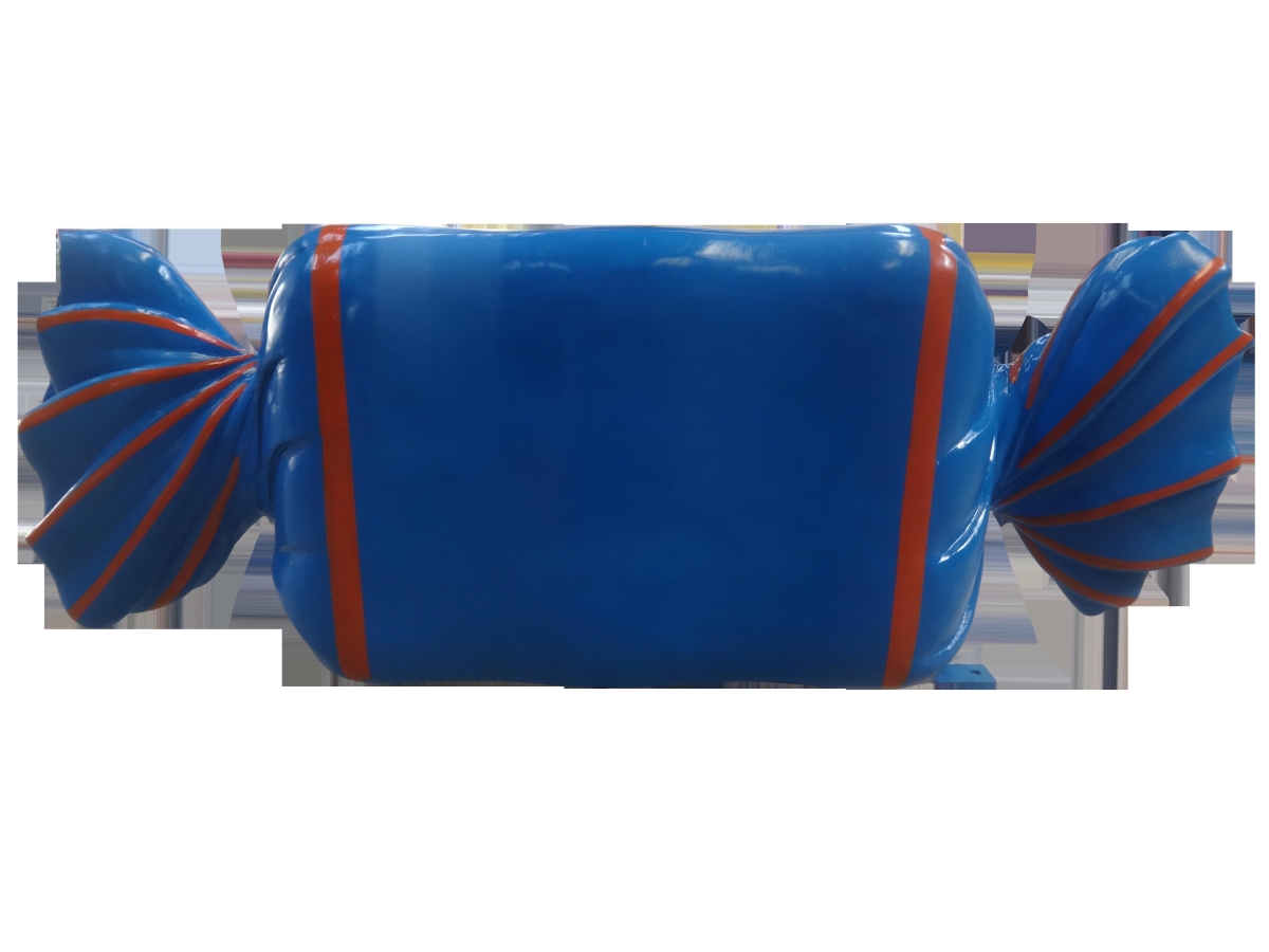 Wrapped Candy with Orange Stripes - Blue