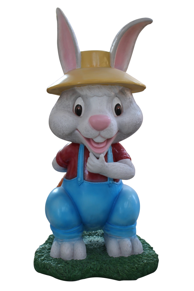 51 in. Hoppee Bunny with Yellow Hat Figurine, Blue