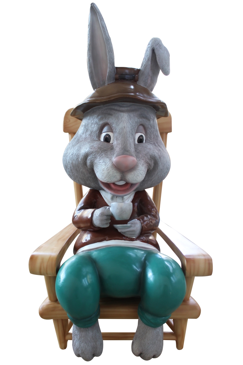 45 in. Grandpa Bunny with Rocking Chair Figurine
