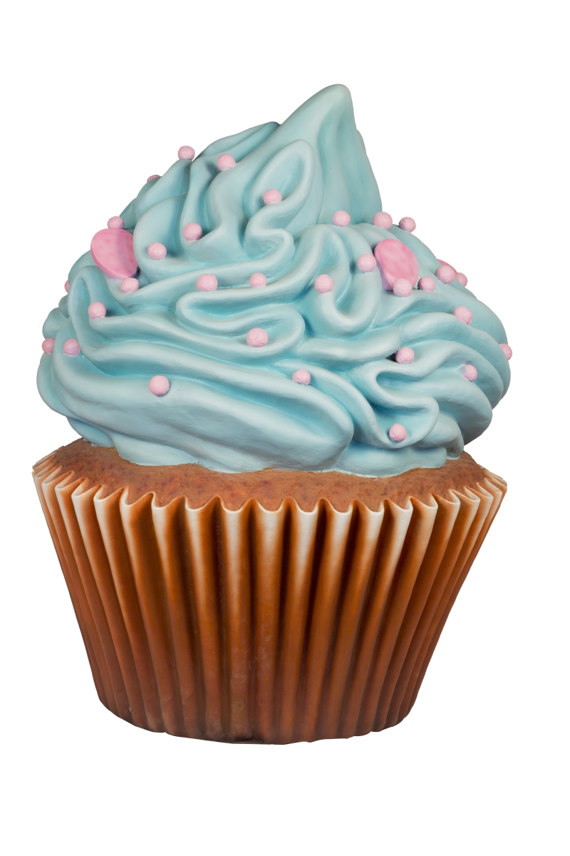 WL-CUPCK-CHBL Chocolate Cupcake with Light Blue Icing & Light Pink Sprinkles