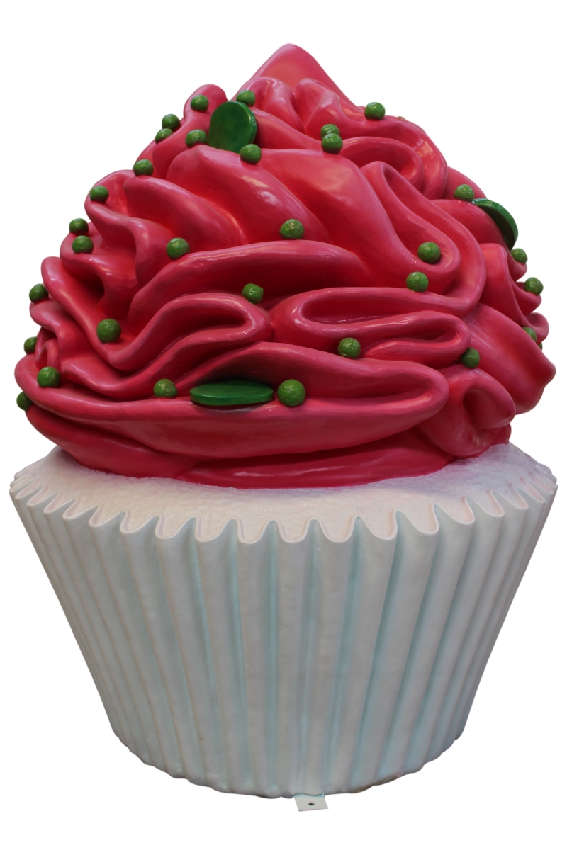 White Cupcake with Hot Pink Icing & Lime Green Sprinkles