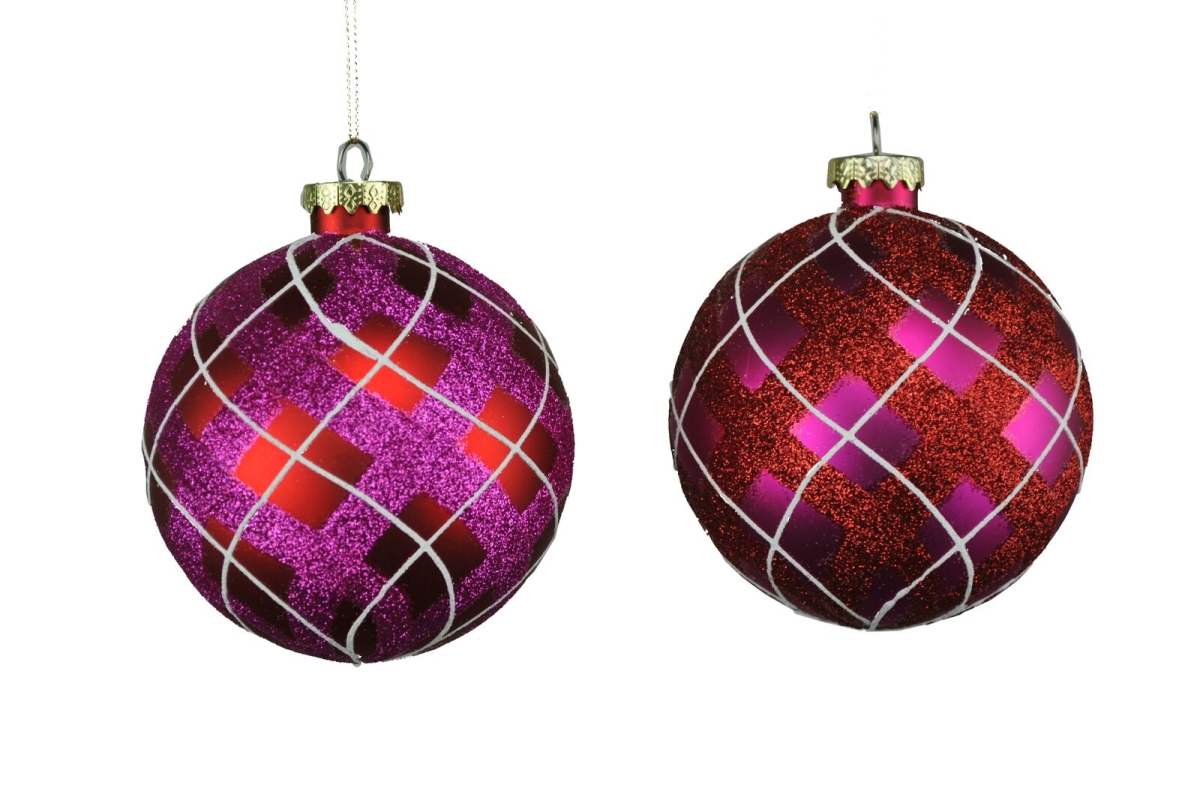 100 mm Red & White Ball Ornaments - Pack of 4