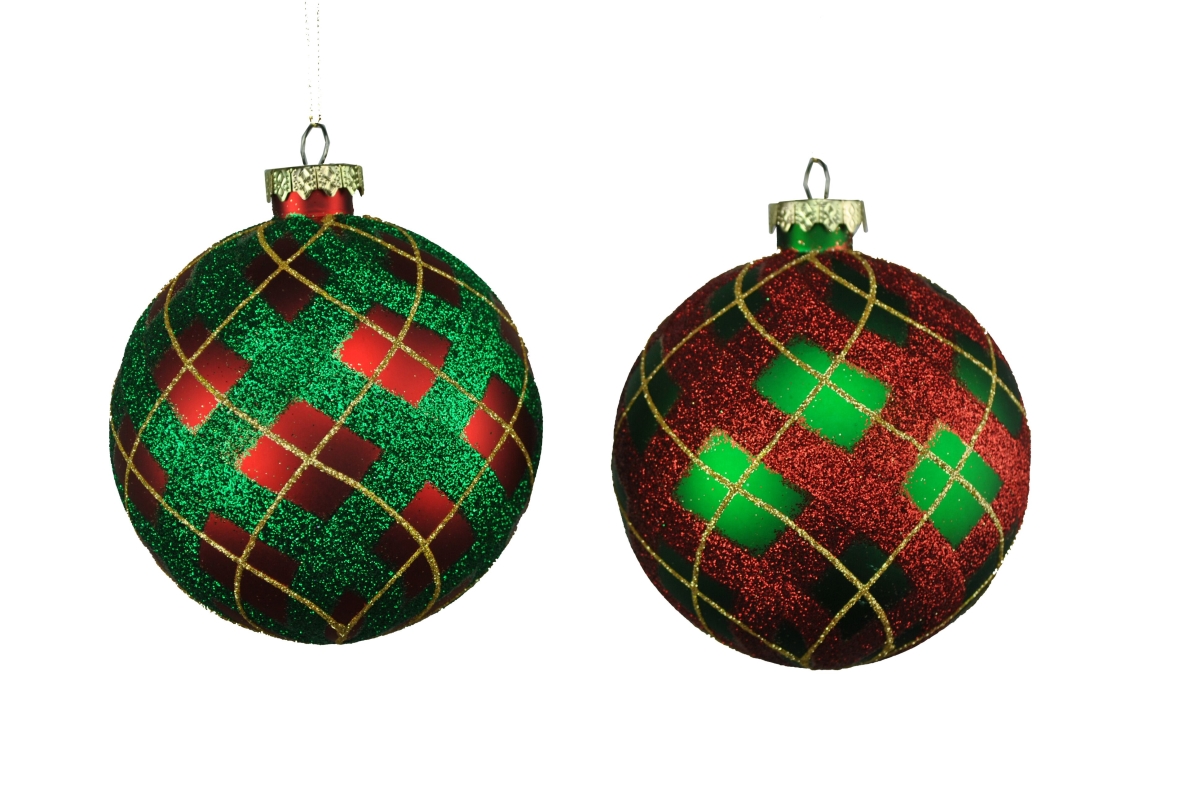 100 mm Red & Green Ornaments - Pack of 4