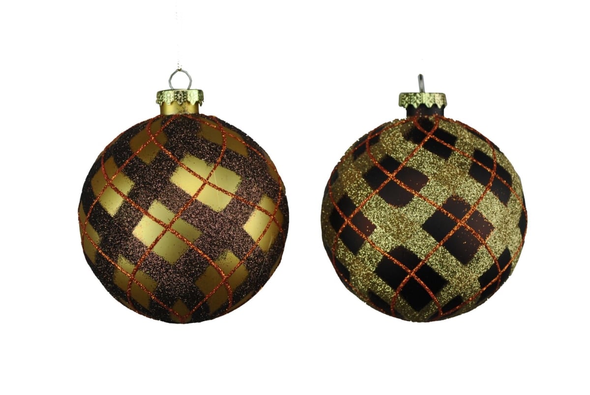100 mm Chocolate & Gold Ball Ornaments - Pack of 4