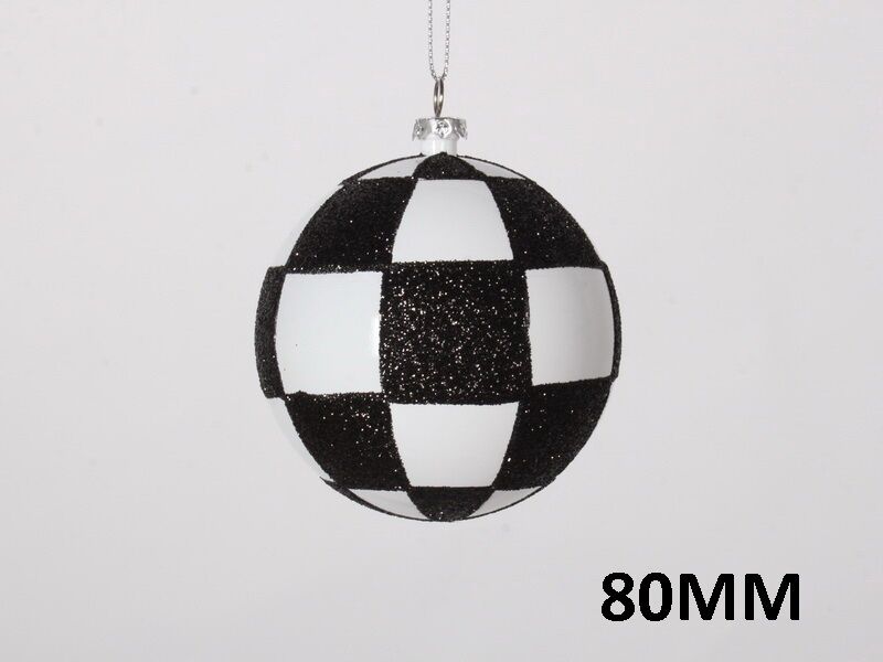 80 mm White & Black Checker Ball Ornament