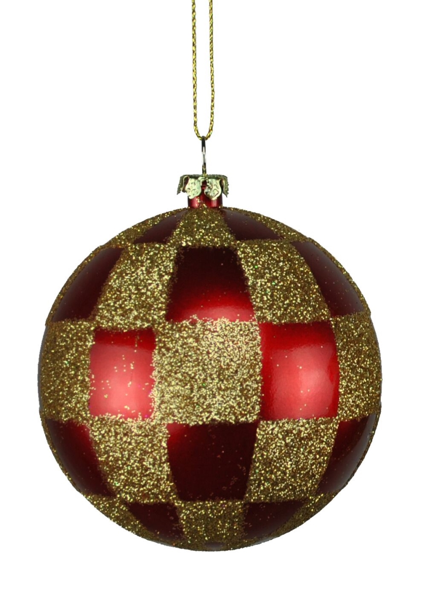 80 mm Red & Gold Checkered Ornament