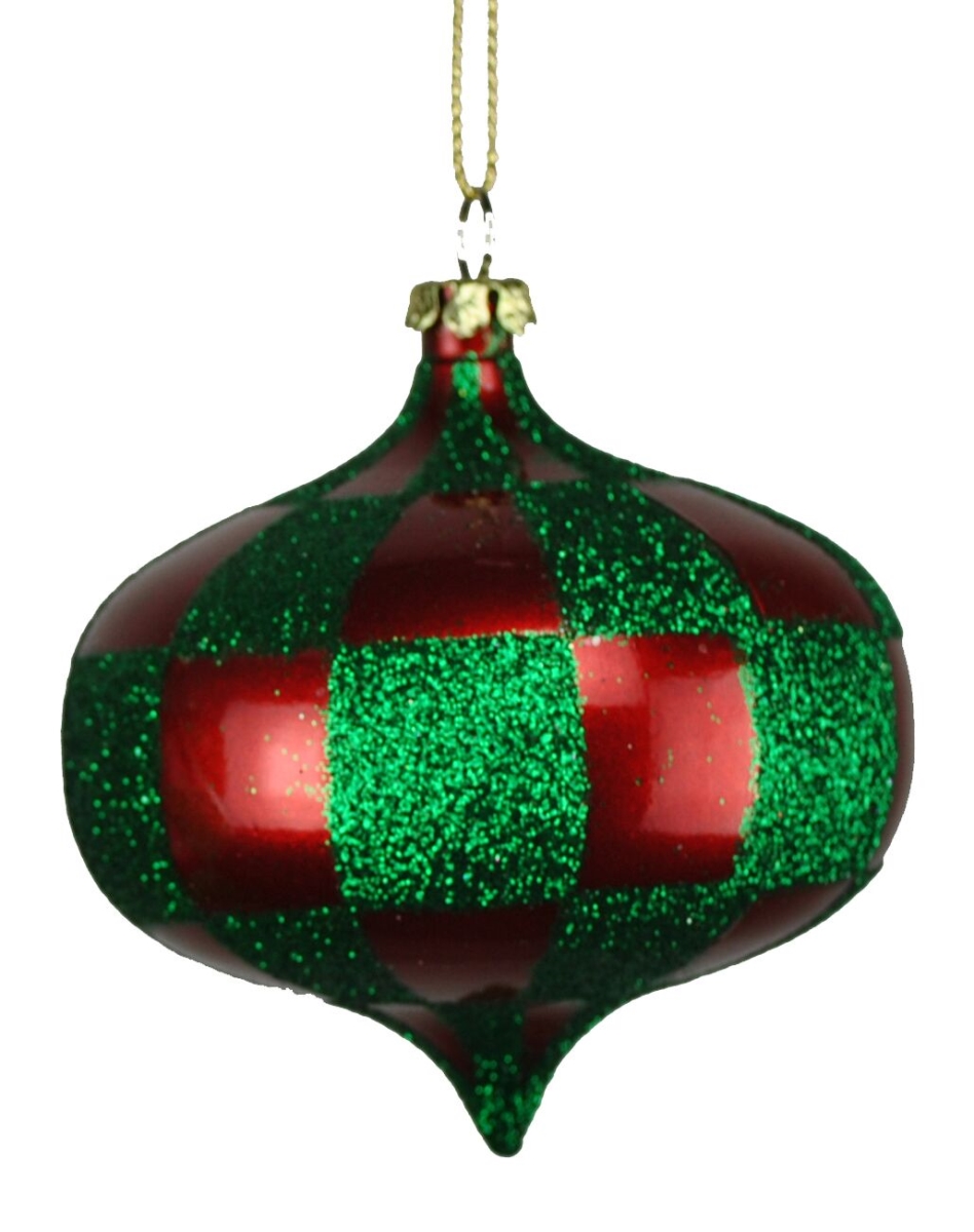 80 mm Red & Green Checker Onion Ornament