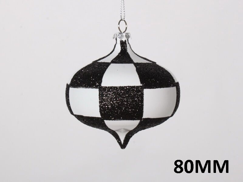 80 mm White & Black Checker Onion Ornament
