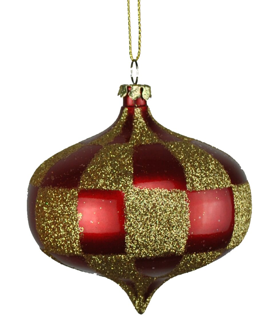 80 mm Red & Gold Checker Onion Ornament