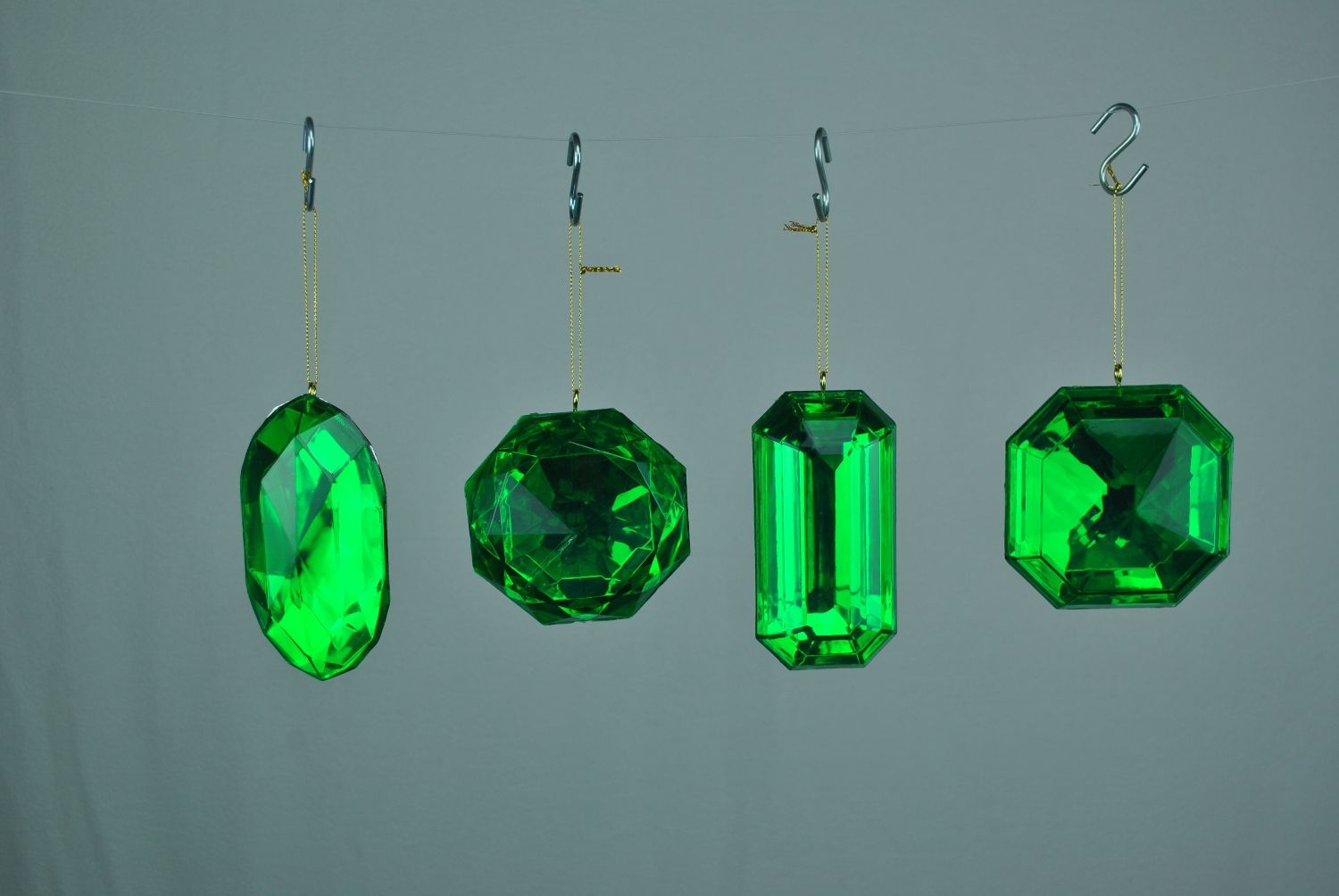 Green Jewel Ornaments - Pack of 4